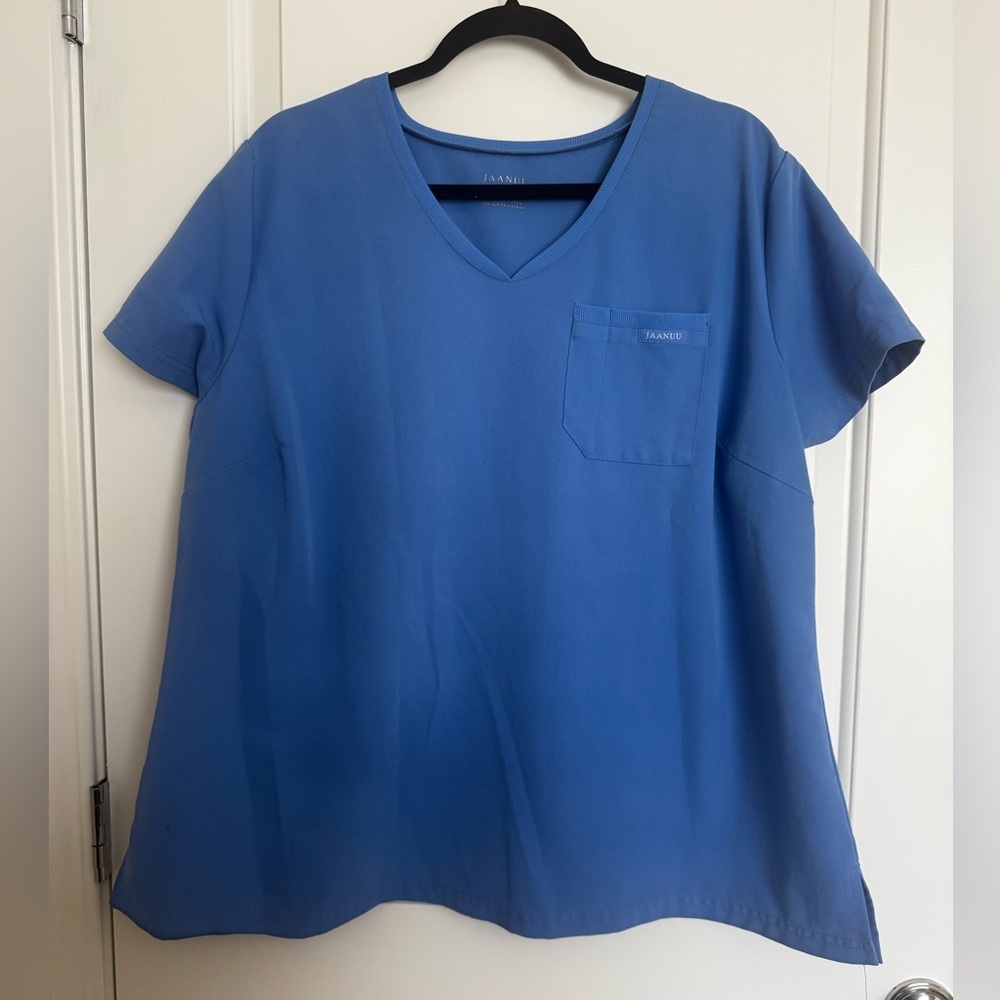 Jaanuu Women's V Neck Ceil Blue Scrub Top